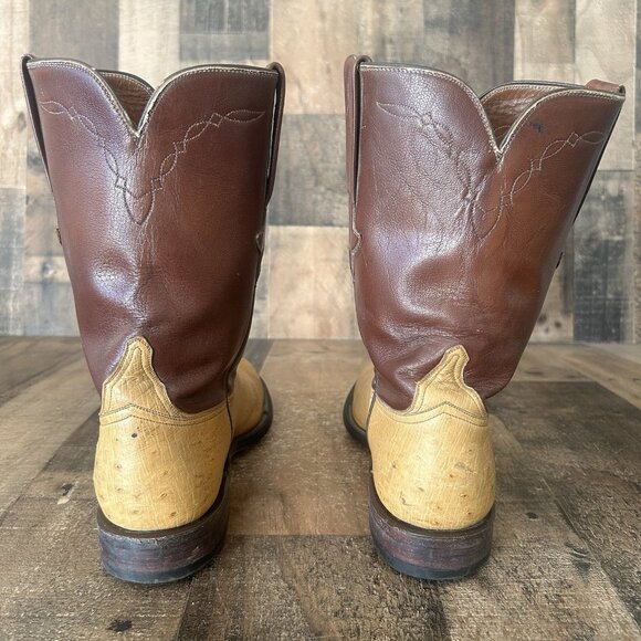 Lucchese Classics L8013 Roper Ostrich Western Cowboy Boots Mens 9 D - Picture 8 of 12